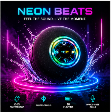 Neon Beats™ Wireless Waterproof Bluetooth Speaker